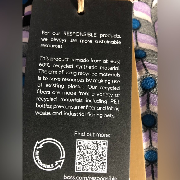 NWT Boss Oversized Button Down Top in Black Purple and Blue - Size 14 - Picture 8 of 9